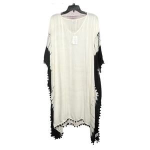 Mud Pie Women's Swim Tie Dye Pom Pom Cover Up Vacation Cruise New One Size